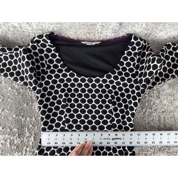 Boden Petite Size 2P Geometric Fit Flared Mini Dress Black White 3/4 Sleeve - Picture 7 of 13